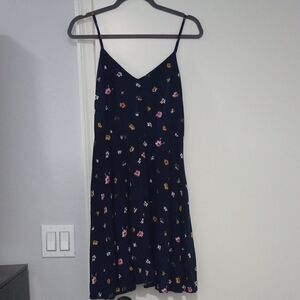 GAP Navy Floral Spaghetti-Strap Midi Dress